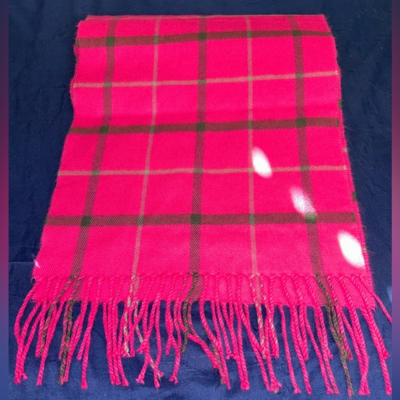Vibrant 100% Cashmere Pink Checkered Women's Scarf - Picture 1 of 6